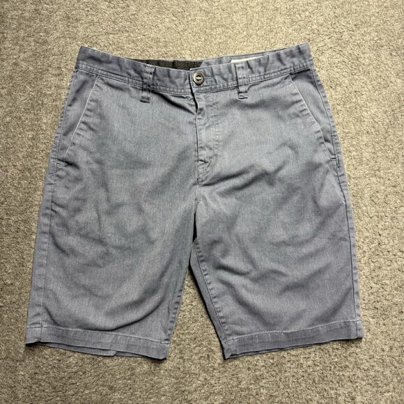 Volcom True To This Chino Shorts Men's 32 Blue Stretch 10" Inseam Skater Grunge - Picture 1 of 8
